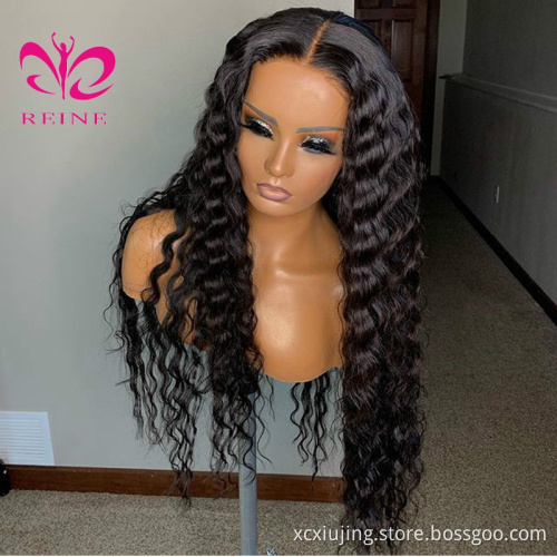 Wholesale 13X4 Transparent Lace Frontal Wig 34" Unprocessed 100% Virgin Brazilian Human Hair Loose Deep  Wave Lace Front Wigs